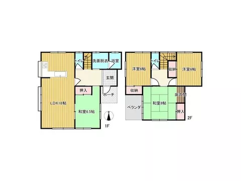 Spacious land over 78 tsubo! A 4LDK with an 18-tatami mat living-dining-kitchen and storage in all rooms for a comfortable living.