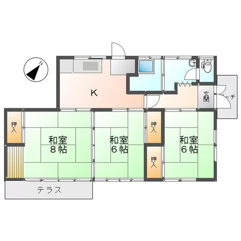 Fukushima City, Horai Town 1-chome, single-story, 3K