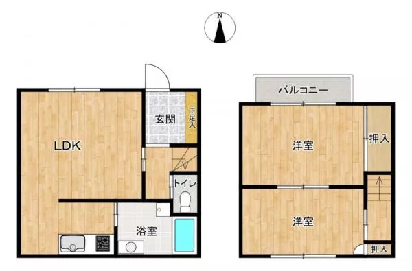 Kawaguchi City, Kami-Aoki 5-chome (Hatogaya Station) 2-story building 2DK