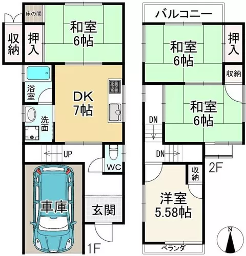 2-story building 4DK in Kitaguryama-cho, Yamato Koriyama City (Kujō Station)