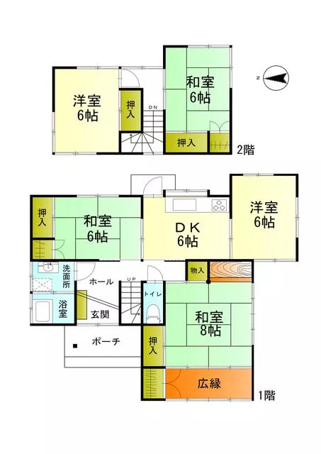 Kitakyushu City, Tobata Ward, Makiyama 2-chome (Edamitsu Station), two-story building, 5DK