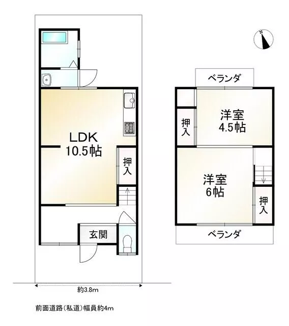 Shimonoseki, Yamashina Ward, Kyoto City, 2-story building, 2LDK